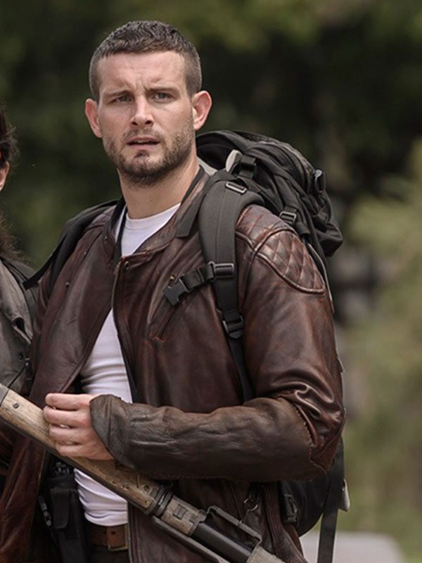 Nico Tortorella The Walking Dead Quilted Brown Leather Jacket