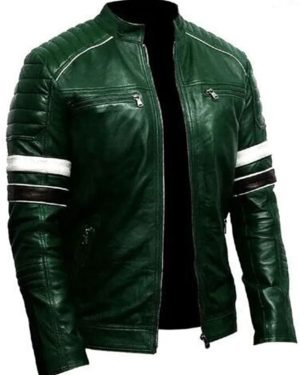 Mens Festive Cafe Racer Leather Jacket
