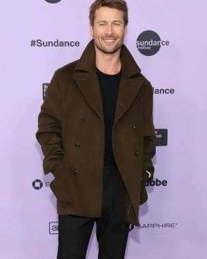 Hit Man Glen Powell Green Wool Coat