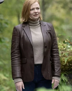Succession S04 Sarah Snook Brown Leather Blazer