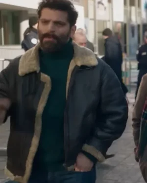 Shafted Vincent Heneine Black Shearling Leather Jacket