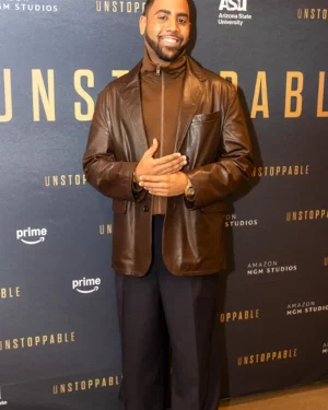Unstoppable Jharrel Jerome Brown Leather Blazer