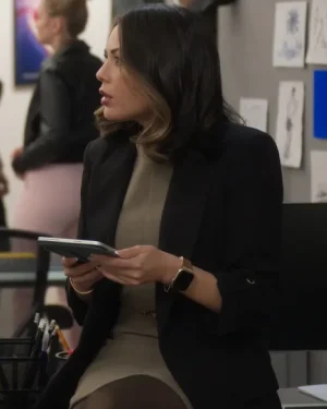 Alternative view of Return to Office 2025 Janel Parrish Black Wool Coat