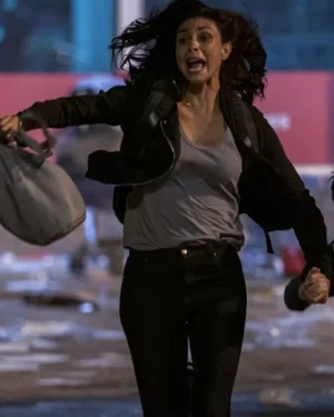Alternative view of Greenland 2025 Morena Baccarin Biker Jacket