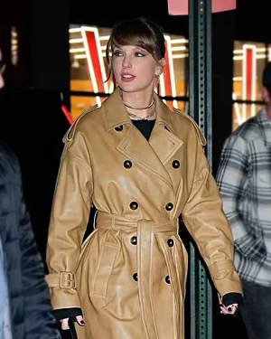 Taylor Swift Mustard Leather Coat