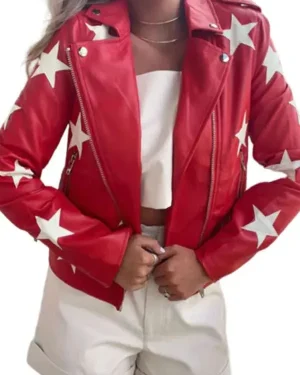 Alternative view of Battle Camp S01 Polly Brindle Red Leather Jacket