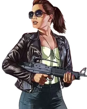 Female Protagonist GTA 6 Black Leather Jacket
