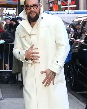 Alternative view of Good Morning America Jason Momoa White Coat