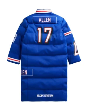 Alternative view of NFL Player Josh Allen Buffalo Bills Puffer Long Coat