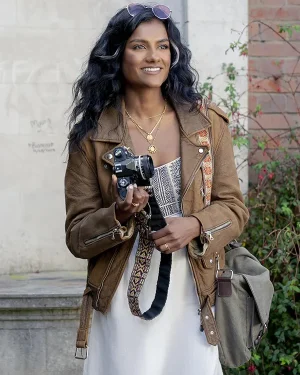 Picture This 2025 Simone Ashley Biker Leather Jacket
