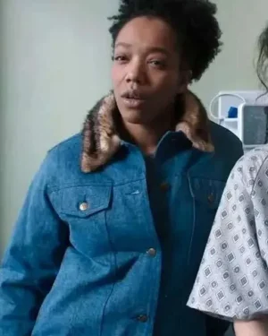 Sorry Baby Naomi Ackie Faux Fur Denim Jacket