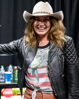 CMA Fest 2025 Faith Hill Black Leather Jacket