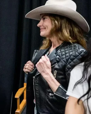 Alternative view of CMA Fest 2025 Faith Hill Black Leather Jacket