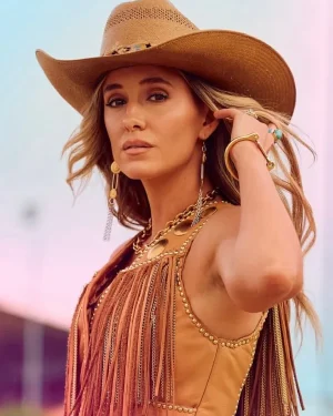 Railbird Festival Lainey Wilson Brown Fringe Vest