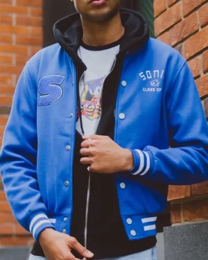 Sonic The Hedgehog Class Of 91 Blue Varsity Jacket