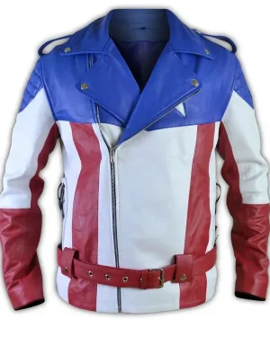 US Flag Vintage Biker Leather Jacket