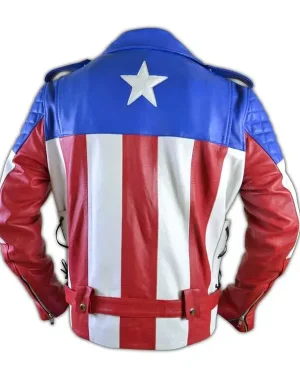 US Flag Vintage Biker Leather Jacket For Sale