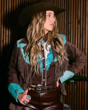 Whirlwind World Tour 2025 Lainey Wilson Brown Suede Blazer