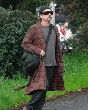 Alternative view of One Battle After Another Leonardo DiCaprio Checkered Coat