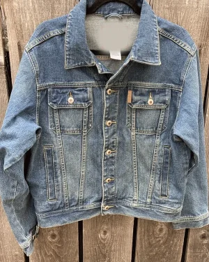 Rodeo Cowboy Style Western Unisex Blue Denim Jacket For Sale