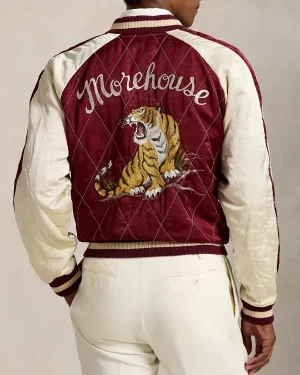 The Morehouse College Tigers Souvenir Maroon Unisex Quilted Varsity Bomber Jacket