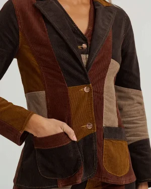 Lainey Wilson Patchwork Brown Corduroy Blazer