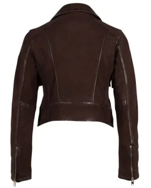 Las Vegas Rodeo Western Cowgirl Brown Biker Fringe Suede Leather Jacket