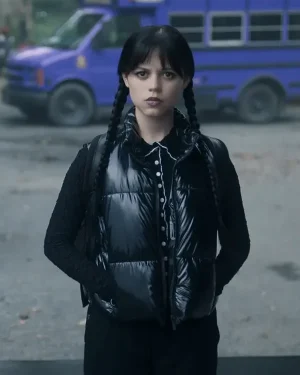 Wednesday S02 Jenna Ortega Black Puffer Vest