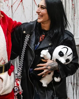 Rhea Ripley Silver Scream Con 2025 Black Biker Jacket