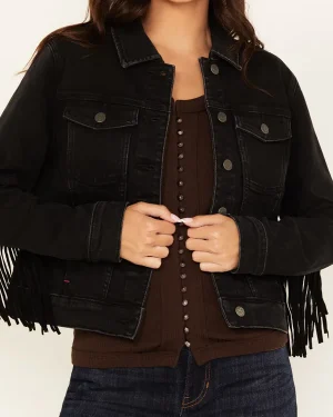 Rodeo Women Outlaw Black Fringe Trucker Jacket