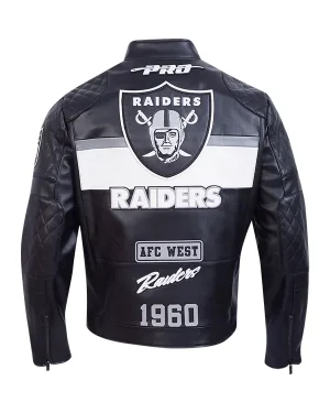 2025 AFC West Las Vegas Raiders Unisex Black Leather Moto Jacket