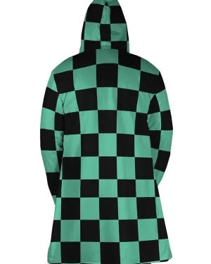 Demon Slayer Kimetsu no Yaiba Tanjiro Kamado Green and Black Hooded Trench Coat