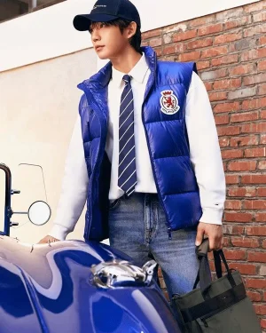 Jung Hae-in RWB Crest Shiny Down Unisex Puffer Vest