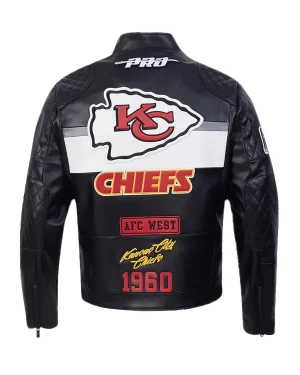 NFL 2025 AFC West Kansas City Chiefs Black Leather Motor-Cycle Jacket