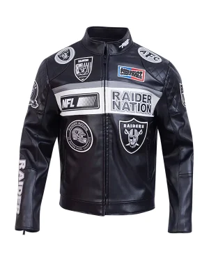 NFL Las Vegas Raiders Unisex Black Moto Jacket