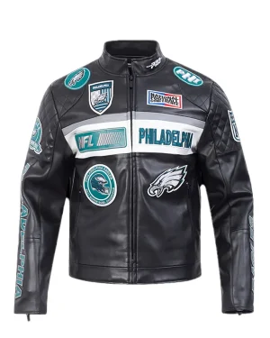 NFL Philadelphia Eagles Unisex Black Moto Jacket