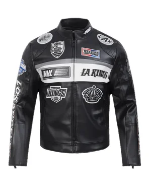 NHL Los Angeles Kings Black Leather Moto Jacket