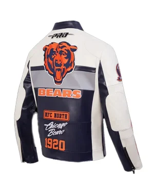 National Football League 2025 NFC North Chicago Bears Unisex Blue Moto Leather Jacket