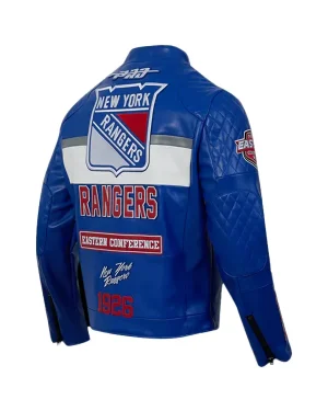 National Hockey League 2025 New York Rangers Unisex Blue Leather Moto Jacket
