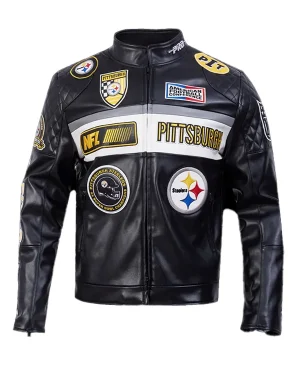 Pittsburgh Steelers Unisex Black Moto Leather Jacket