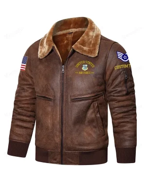 USAF Commands Est. 1947 Faux Fur Leather Jacket