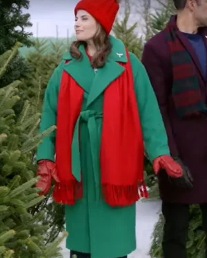 A Christmas Angel Match 2025 Meghan Ory Green Wool Coat