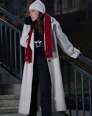 A Keller Christmas Vacation 2025 Eden Sher White Wool Coat