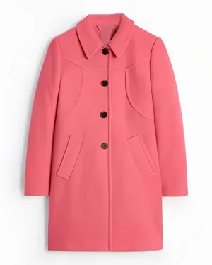 A Newport Christmas 2025 Ella Pink Wool Lincoln Textured Coat