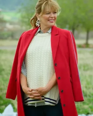 Finding Mr. Christmas Melissa Peterman Side Stripe Wool Coat