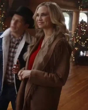 Fiona Gubelmann A Royal Montana Christmas 2025 Princess Victoria Brown Fringe Coat