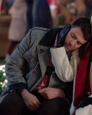 Jonathan Bennett 2025 Movie A Keller Christmas Vacation Dylan Grey Wool Coat