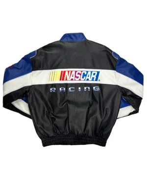 Motorsports NASCAR Unisex Black and Blue Leather Racing Jacket