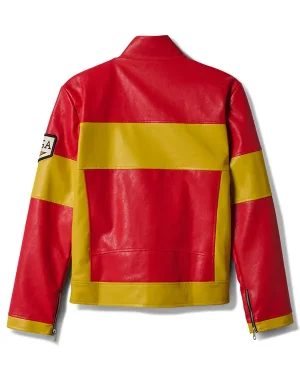 One Piece Pirate Crew Monkey D. Luffy Unisex Red and Yellow Leather Jacket