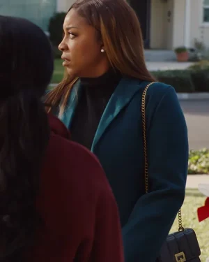 Reagan Gomez-Preston Unexpected Christmas 2025 Kerry Blue Wool Trench Coat